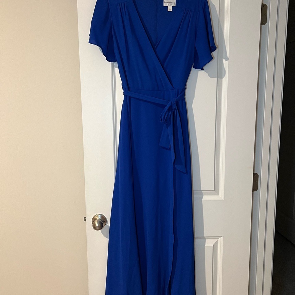 Premier Amour Women's Royal Blue Chiffon Dress Size 2